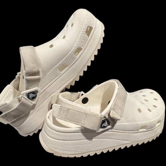 Crocs Women’s W 10 – White Wedge Platform Hiker Clog – Great Preowned Condition - Picture 4 of 8